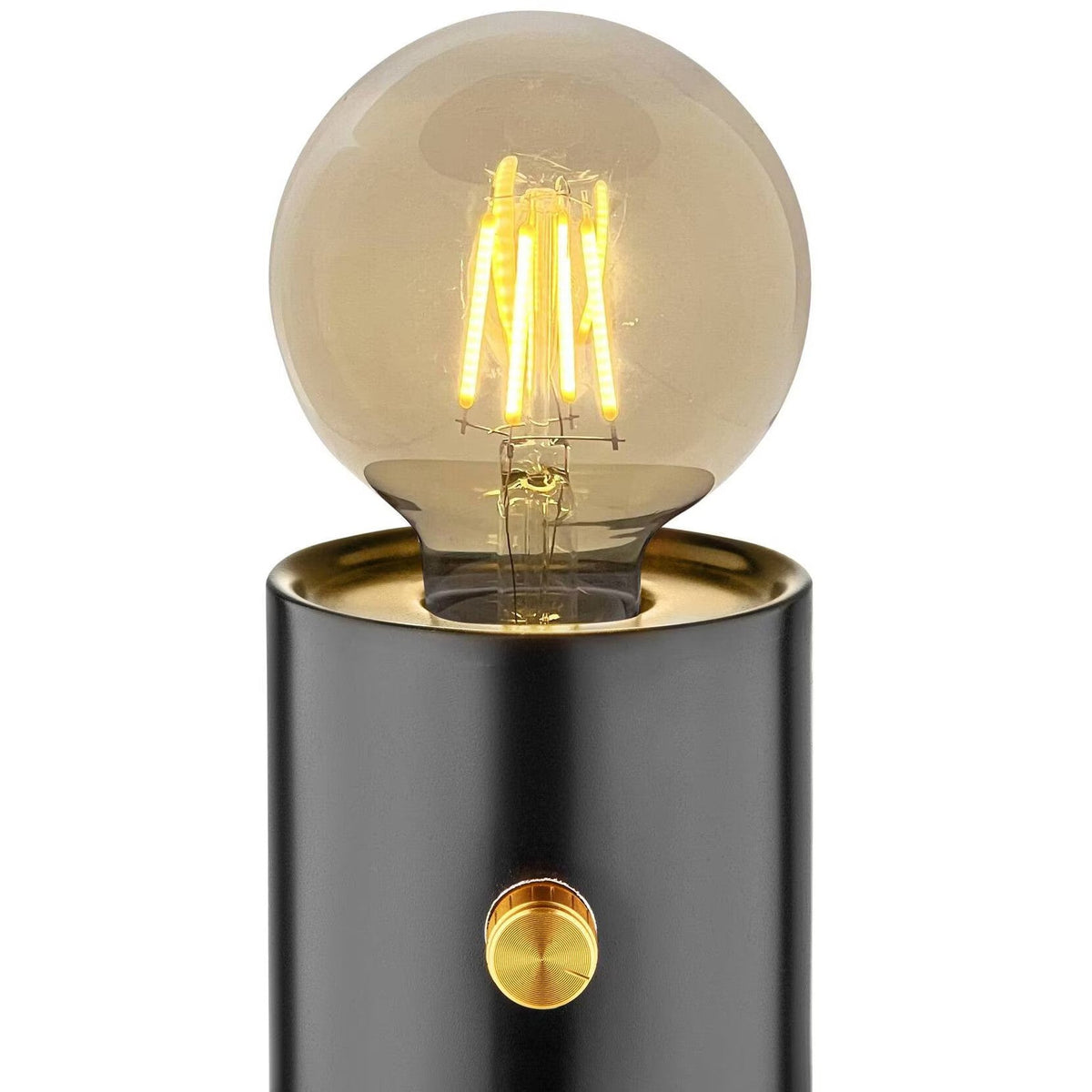 Veioza LED, lumina calda, neagra, alimentare baterii, moderna