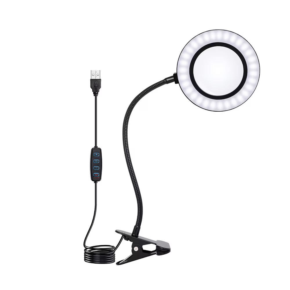 Lampa LED cu clip, 3 moduri de iluminare, 9 niveluri de luminozitate, 38cm, USB