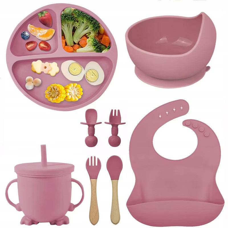 Set hranire bebelusi 8 piese, termorezistente, silicon, fara BPA, pliabile, usor de curatat