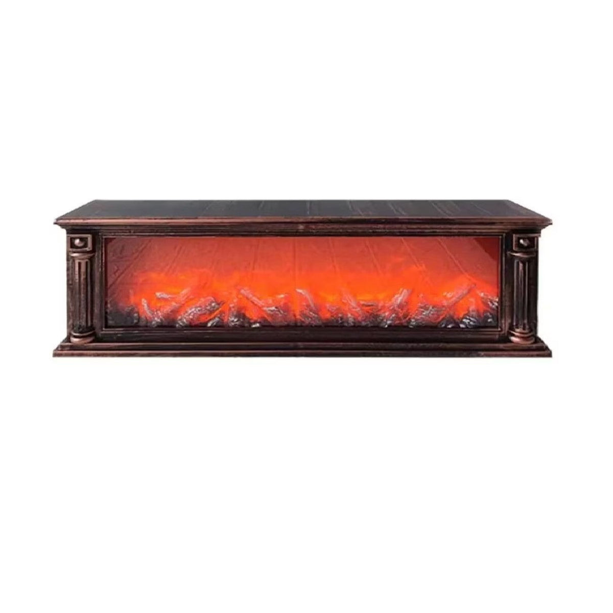 Semineu decorativ, Lumina Led cu Simulare Flacari, alimentare priza sau baterii, 63 X 22 cm