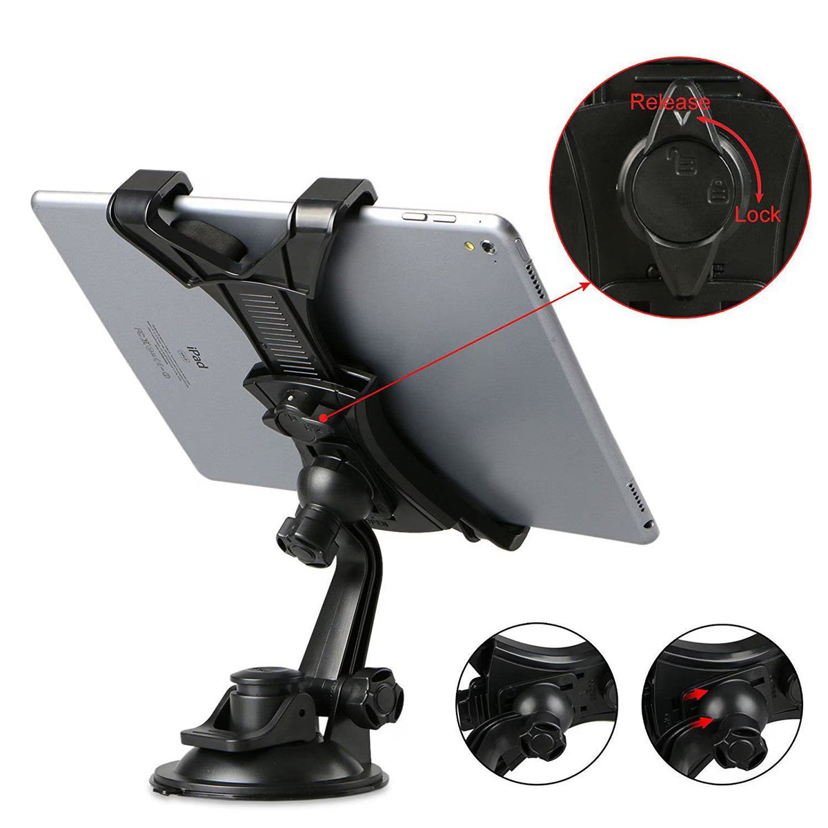 Suport Auto Pentru Tableta 7-10 inch, Ventuza, Reglabil, Premium Holder, Negru