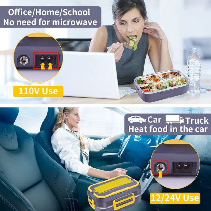 Caserola Electrica Portabila 1.5L, Incalzitor Alimente, Alimentare Casa + Auto, 19.8x11.6x26.8 cm