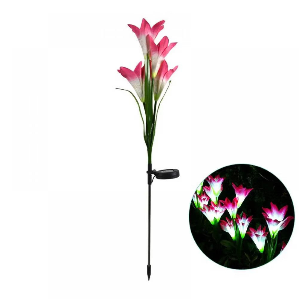 Set 2  lampi solare tip crin 75 cm pentru gradina iluminare decorativa exterior