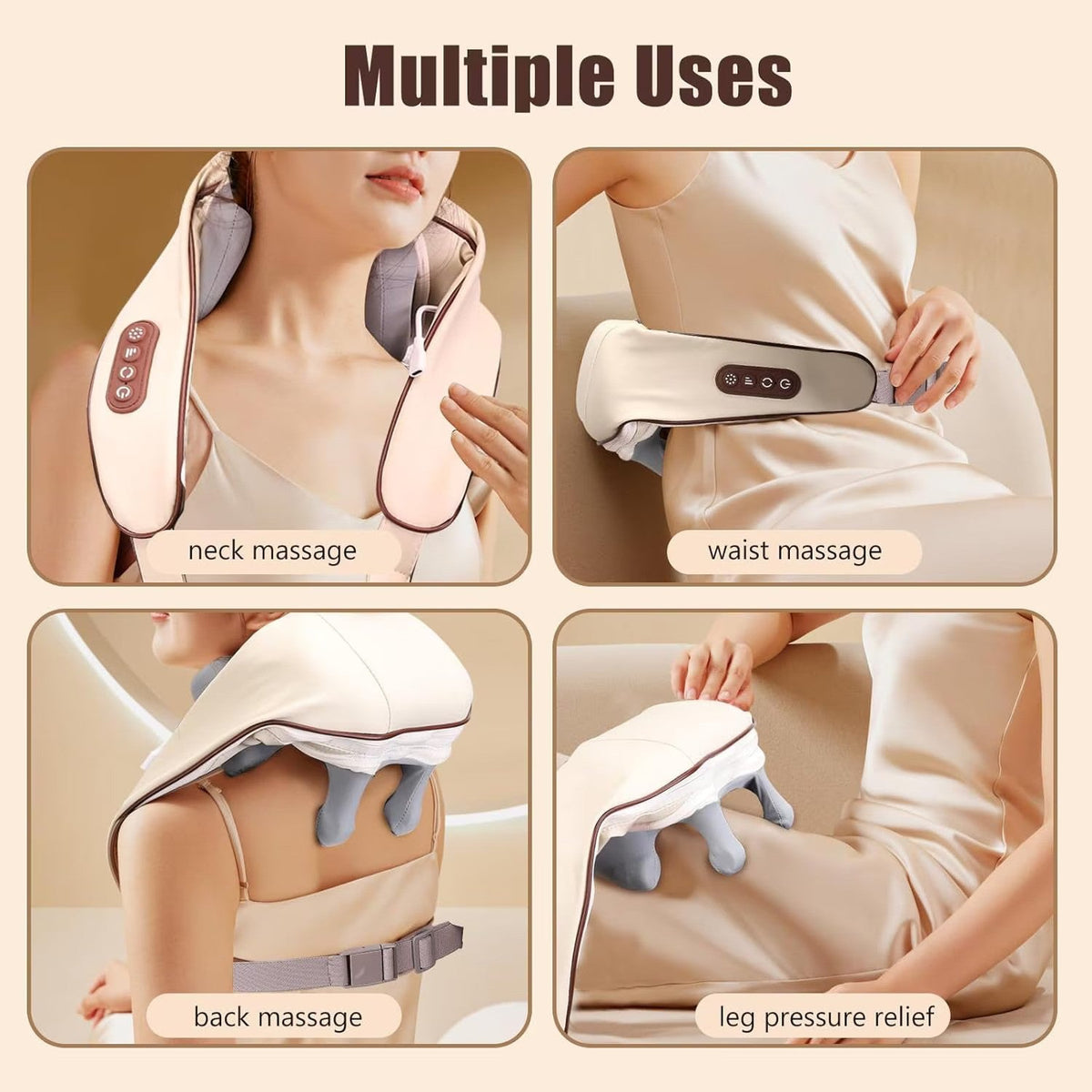 Aparat de masaj cervical 6D cu incalzire si vibromasaj, 3 intensitati, 2 moduri, silentios 45 dB, maro