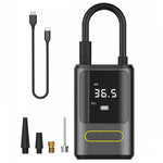 Pompa aer auto electrica, afisaj digital LCD, Lanterna LED, Portabila, Reincarcare USB C, baterie 4000 mAh, Manometru digital, 120 W, sundiguer, Negru