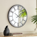 Ceas de Perete Decorativ Premium cu Oglindă, Design Modern Metalic, Diametru 60 cm – Negru