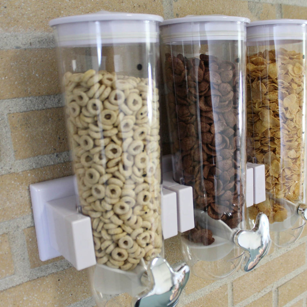 Dozator cu 3 recipiente, pentru cereale, 50x11x31cm, alb