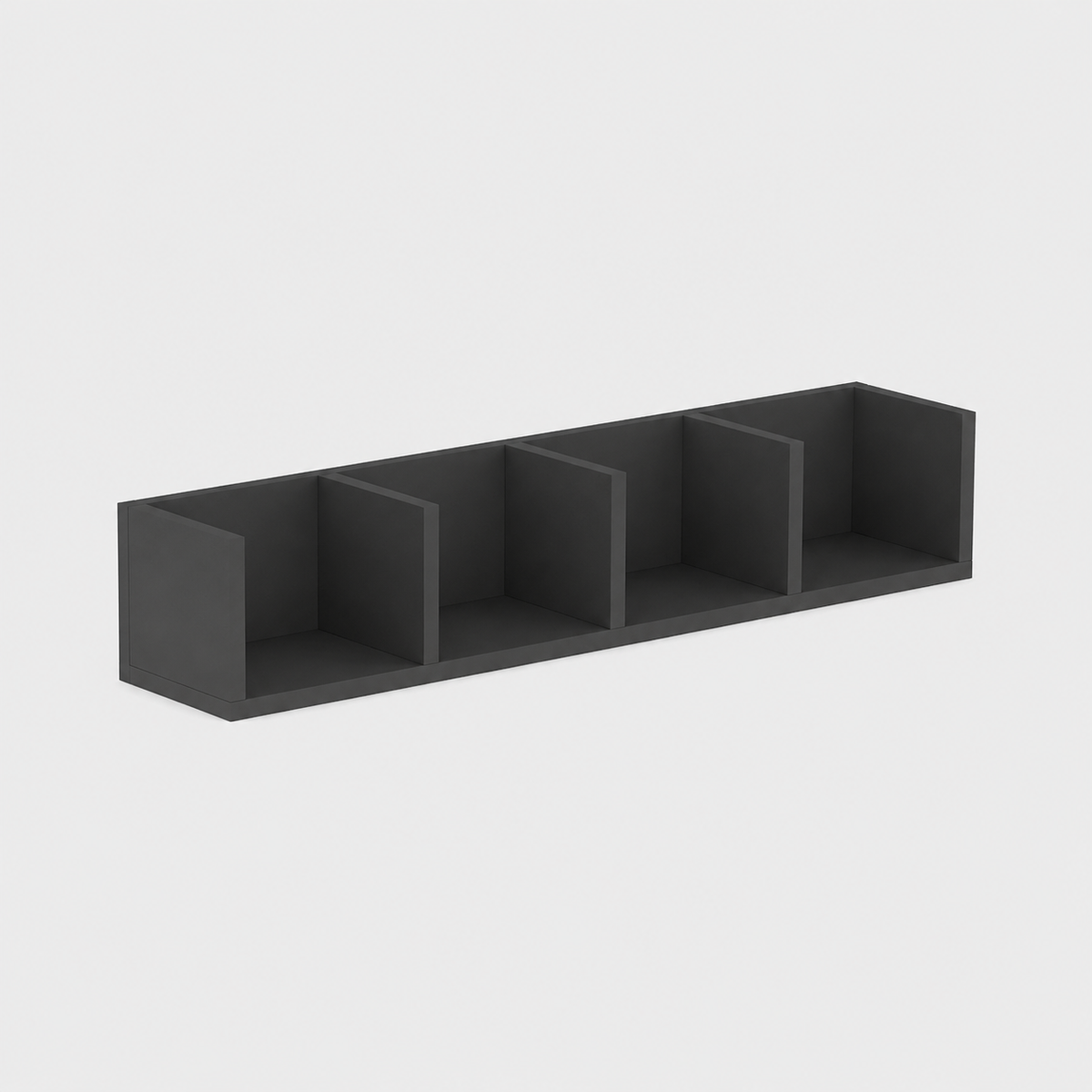 Raft suspendat din PAL 90,5x17,8x17 cm, cu 4 compartimente, pentru carti si decoratiuni