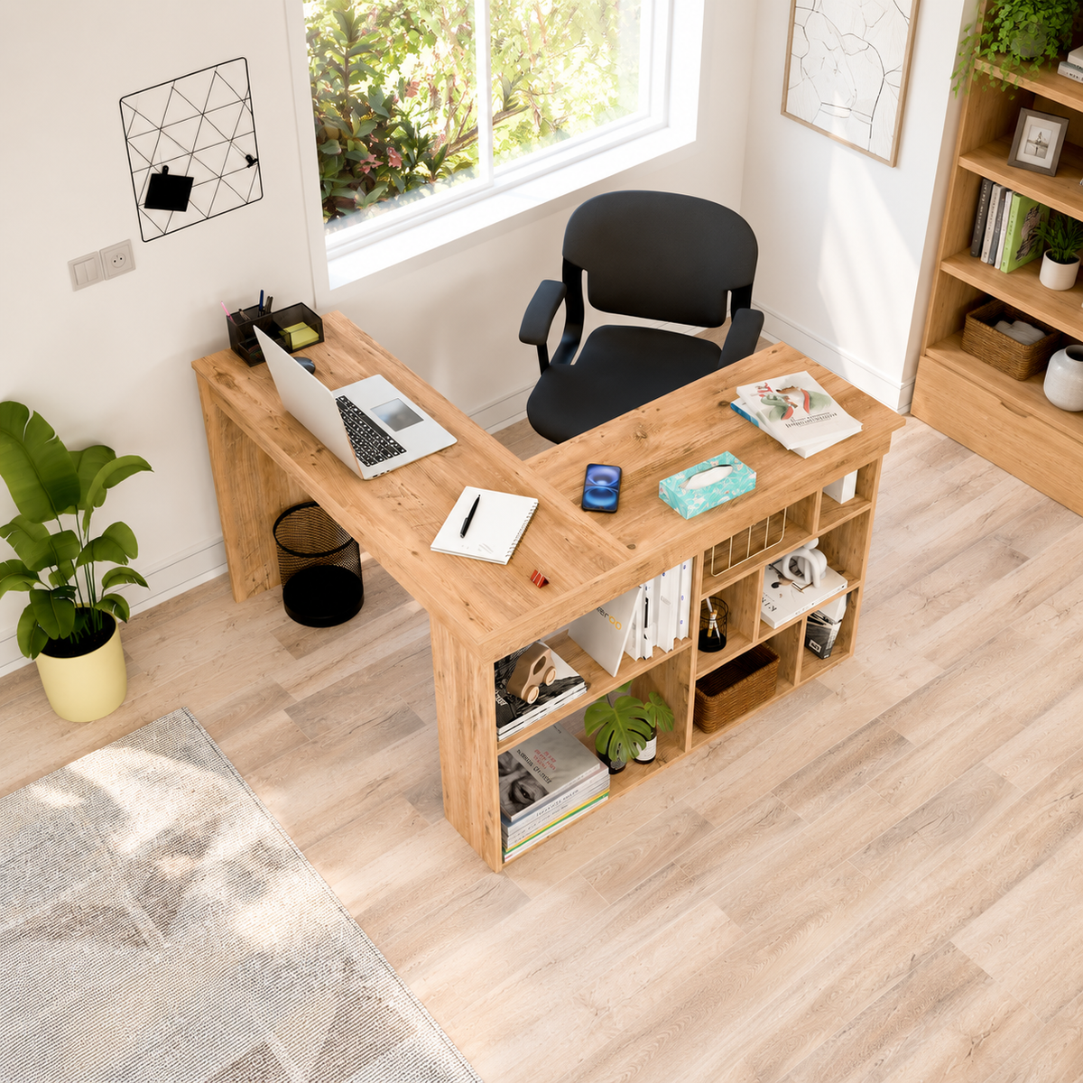 Birou modern cu rafturi laterale, PAL 18 mm, 120 x 40 x 73,5 cm - detaliu produs