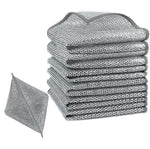 Set 10 lavete cu dublu strat, din fibra abraziva pentru vase, utilizare umeda si uscata, carpa de sarma, 30 x 30 cm, Argintiu