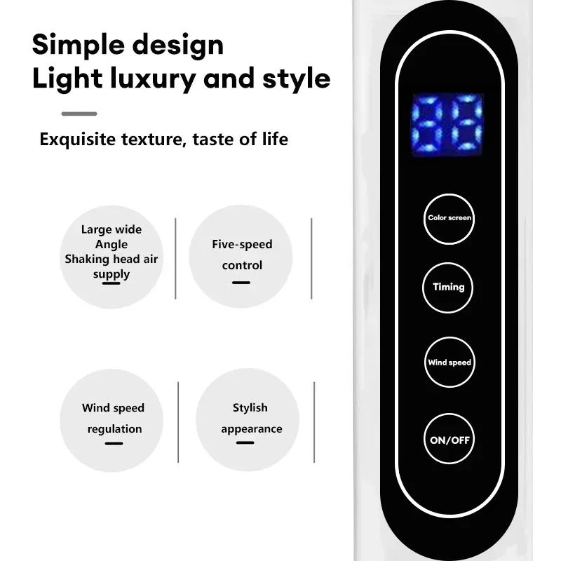 Ventilator digital cu telecomanda si timer 1120 mm, oscilatie 90°, afisaj LED, 16 inch