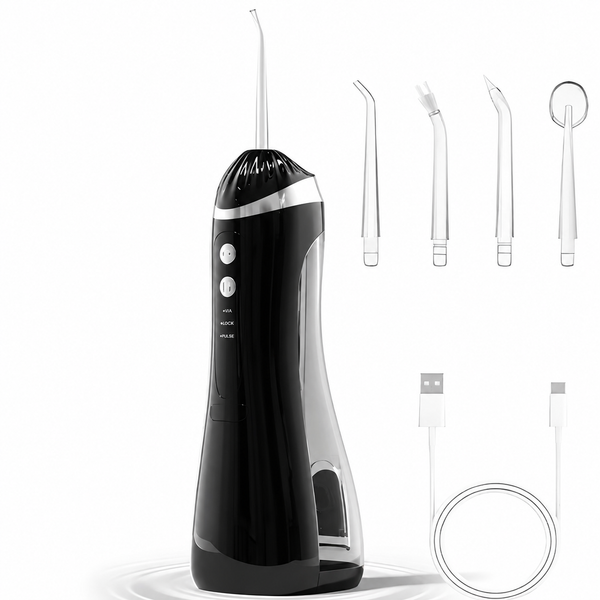 Irigator Oral Portabil Reîncărcabil USB – 1400 impulsuri/min, 4 moduri, 8 intensități, rezervor 200 ml, 6 duze - in context de utilizare