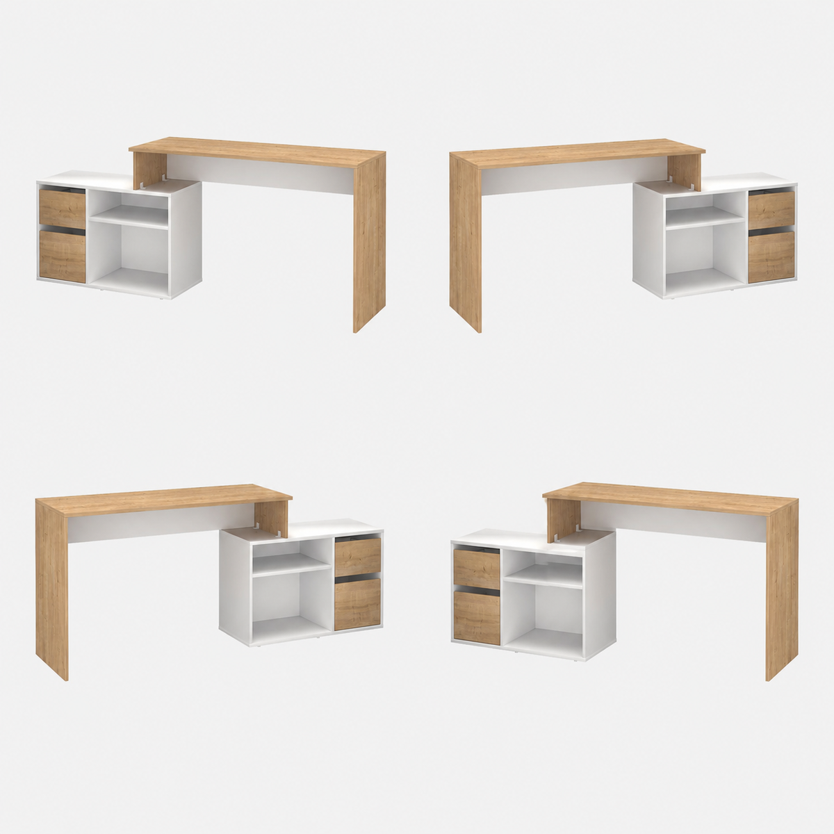 RESIGILAT - Birou modern 139x51x75 cm, cu corp de depozitare 92x40x53 cm, pentru birou, office sau home office