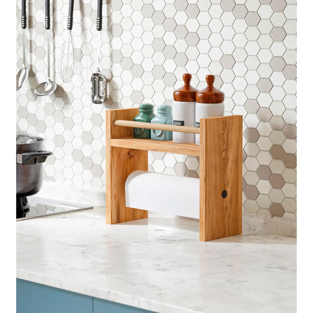 Raft bucatarie cu suport prosop hartie, organizator condimente, 30x13.5x29 cm