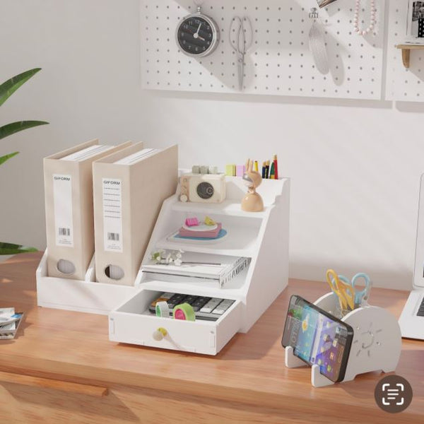Organizator birou multifunctional cu sertar, suport documente si suport telefon, 34 x 28 x 24 cm)