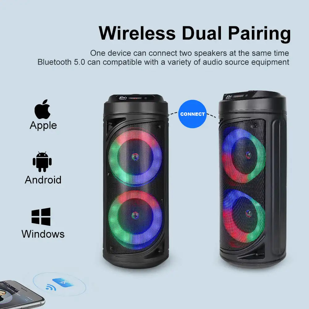 Boxa portabila Wireless ZQS 6212 30W LED, telecomanda, microfon