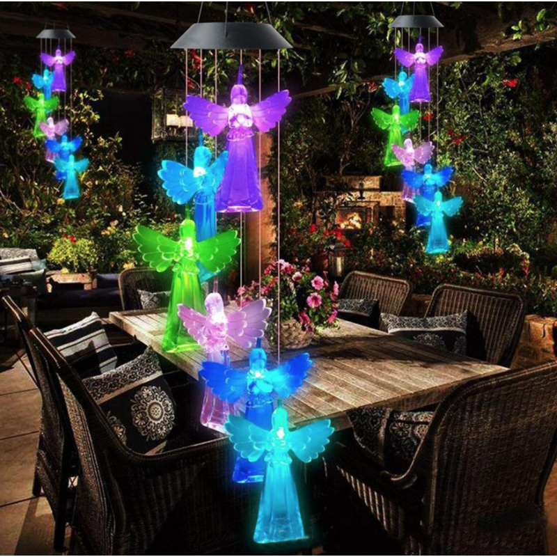 Ghirlanda solara decorativa ingerasi cu lumini LED multicolore si senzor de lumina IP55