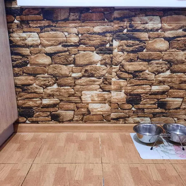 Tapet 3D caramida model piatra naturala auto-adeziv pentru interior, 70 x 77 cm