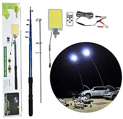 Kit Nocturna eLIVE FR-04, Proiector Camping LED 47W 4558lm, Waterproof, Brat Telescopic Ajustabil 4,5m, 3 Adaptoare 220V, Telecomanda, Geanta Transport