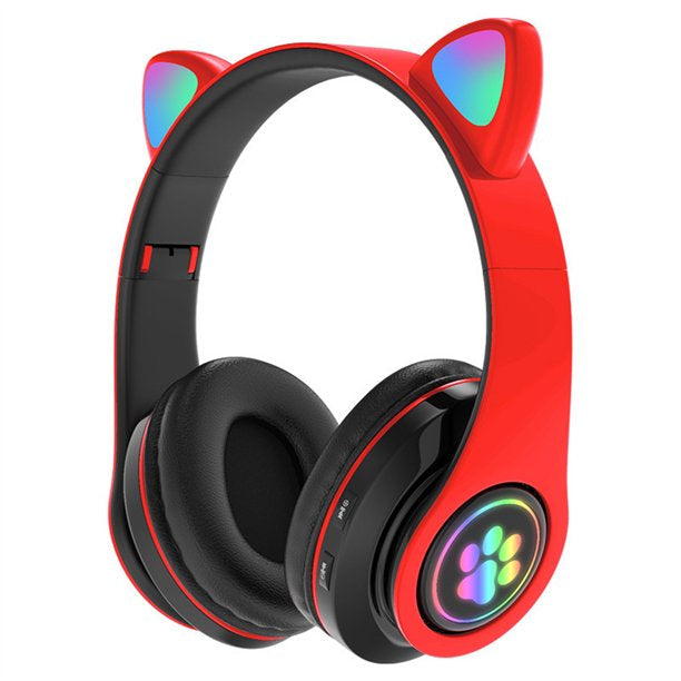 RESIGILAT - Casti wireless pliabile cu urechi de pisica iluminate LED, Bluetooth 5.0, Bass Stereo
