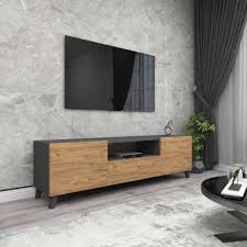 Comoda TV living 60 x 31,8 x 44,8 cm cm,  2 usi rabatabile soft-close, PAL melaminat 18 mm clasa E1, stil scandinav