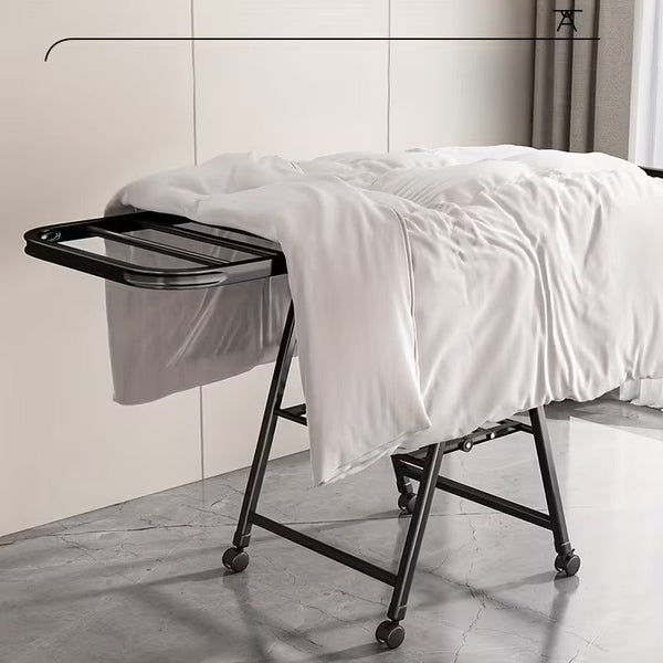 Uscator rufe metalic 180x130 cm, pliabil, cu roti, suport incaltaminte si aripi laterale, alb/negru