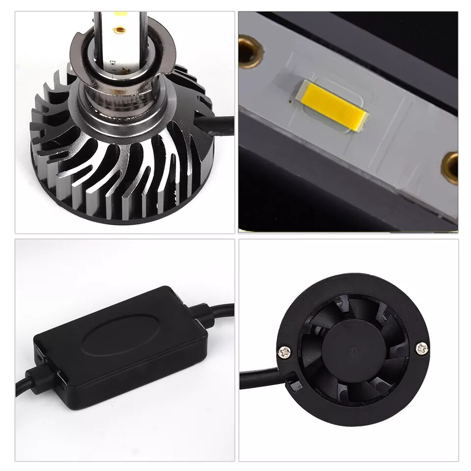 Set 2 becuri LED H7 100W, 9V-32V, F2 COB, ventilator slim, canbus, 6000K