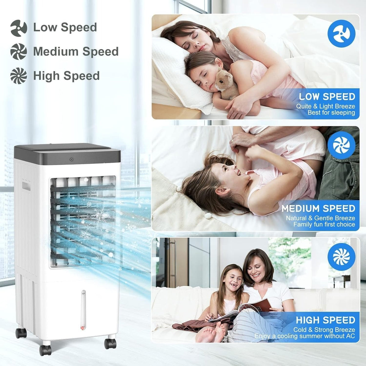 RESIGILAT - Aer conditionat portabil JT-909, 65W, 6L, cu telecomanda si functie de oscilare