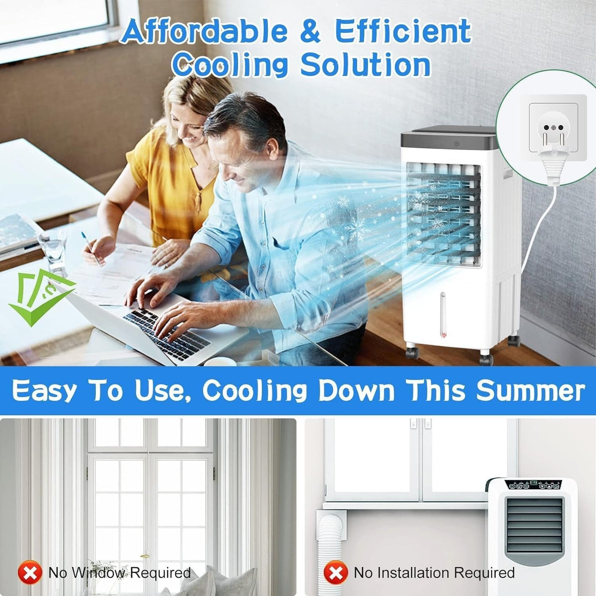 Aer conditionat portabil JT-909, 65W, 6L, cu telecomanda si functie de oscilare