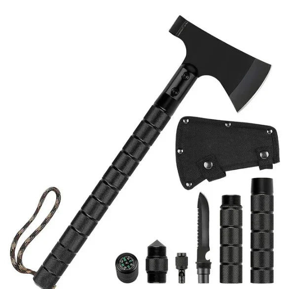 Topor Tactic Multifunctional pentru Camping cu Accesorii Intercambiabile