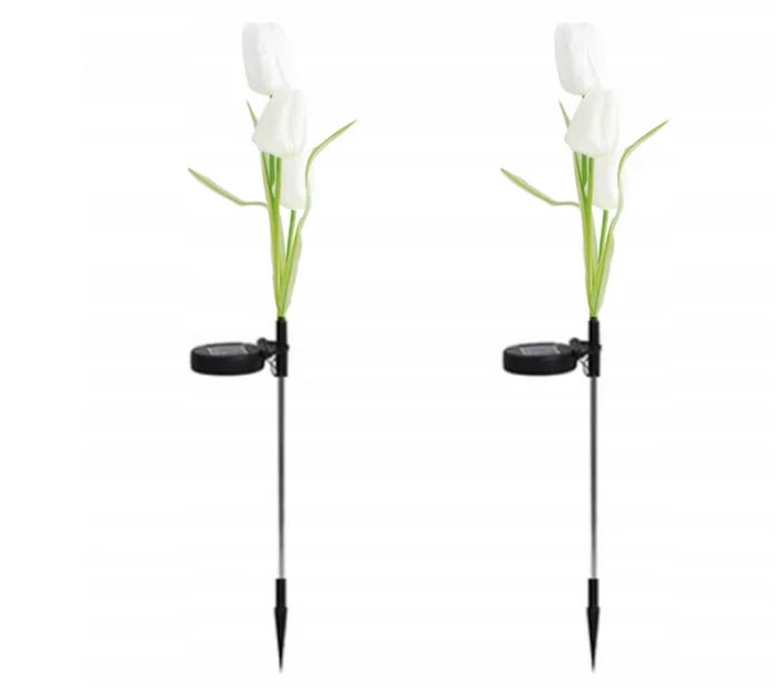 Set 2 lampi Solare Gradina Tip Lalea – 30 cm, 30 lm, Iluminare Alba