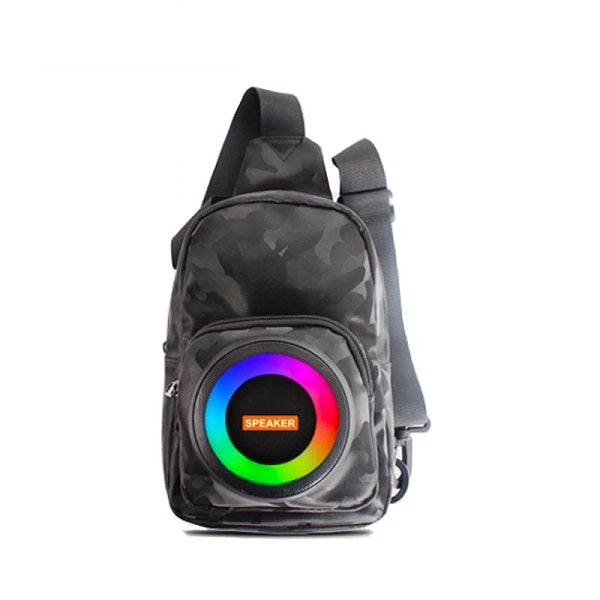 Boxa portabila tip rucsac, Bluetooth 5.0, lumini RGB, FM, TWS si power bank, 17 x 10.5 x 19.5 cm