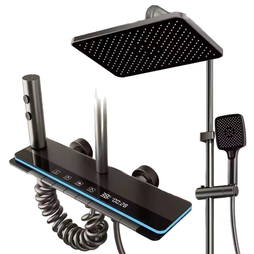 Set de Dus Cu Afisaj Digital Si Functie Termostatica, Afisaj Digital, Lumina LED Ambientala, 4 Moduri de Pulverizare