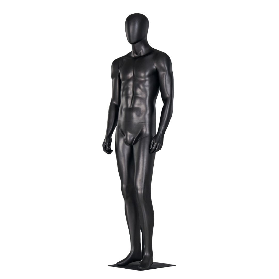 Manechin vitrina full body din fibra de sticla – model barbat sau femeie, cu cap tip ou si baza metalica