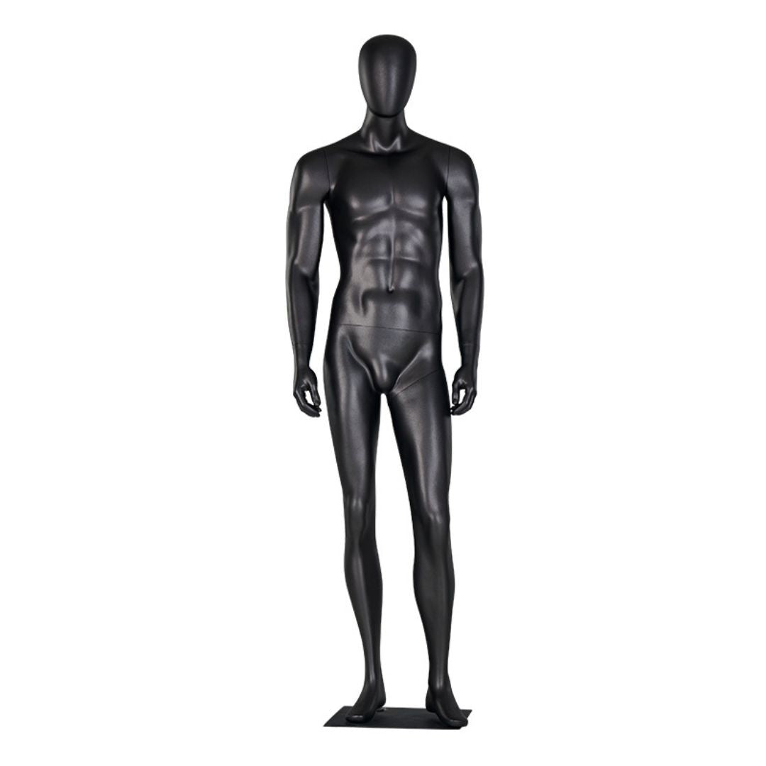 Manechin vitrina full body din fibra de sticla – model barbat sau femeie, cu cap tip ou si baza metalica