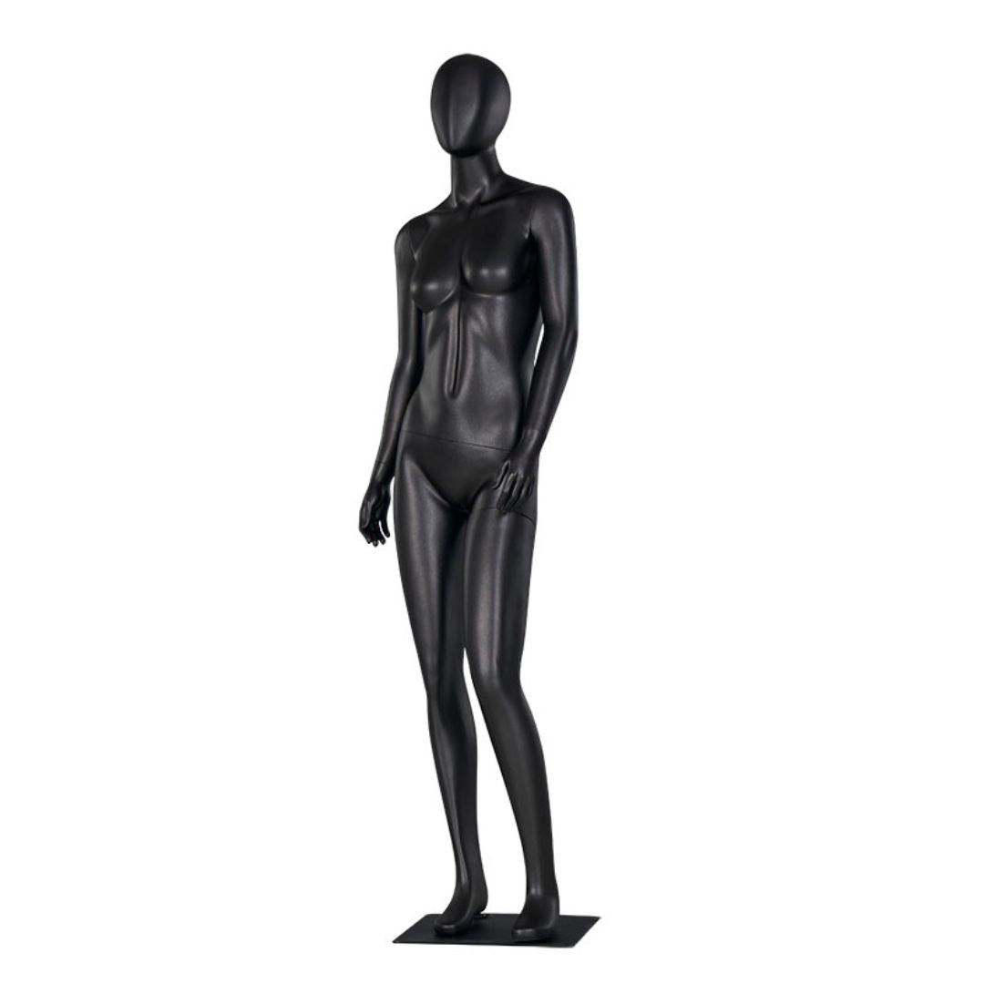 Manechin vitrina full body din fibra de sticla – model barbat sau femeie, cu cap tip ou si baza metalica