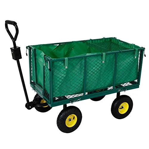 Cărucior pentru grădină, Heavy Duty, 4 Roți, pereți rabatabili, capacitate 550 kg