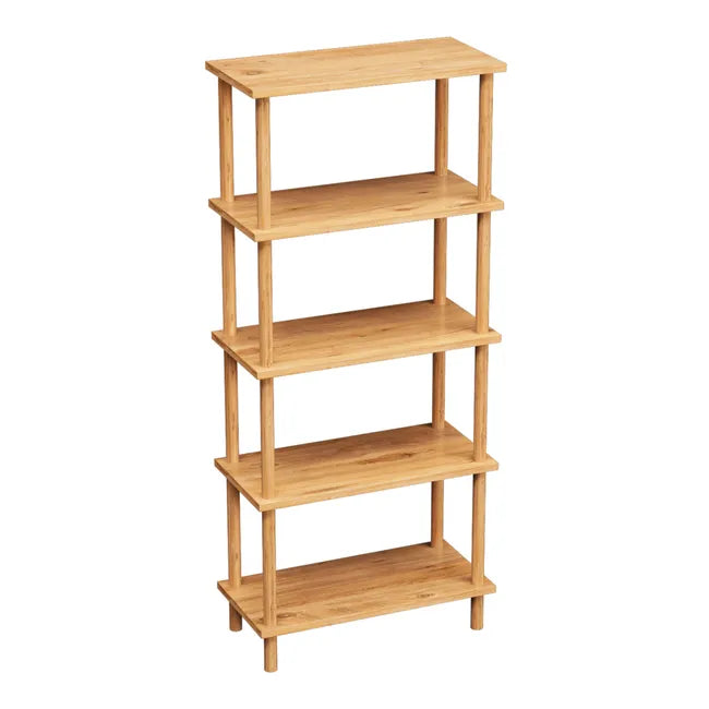 Raft decorativ cu 5 polite  din bambus, design modern, 29x60x137 cm