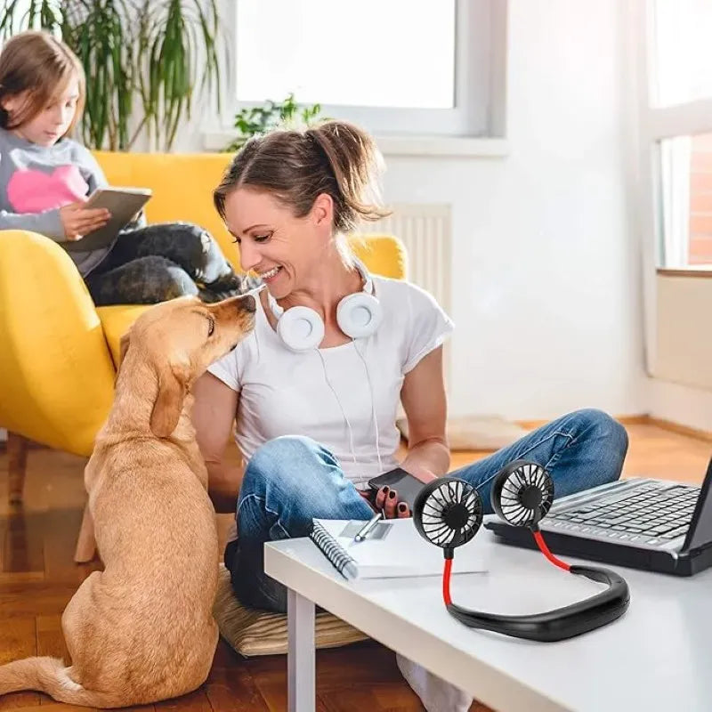Mini ventilator pentru gat, 3 trepte de viteze, incarcare usb