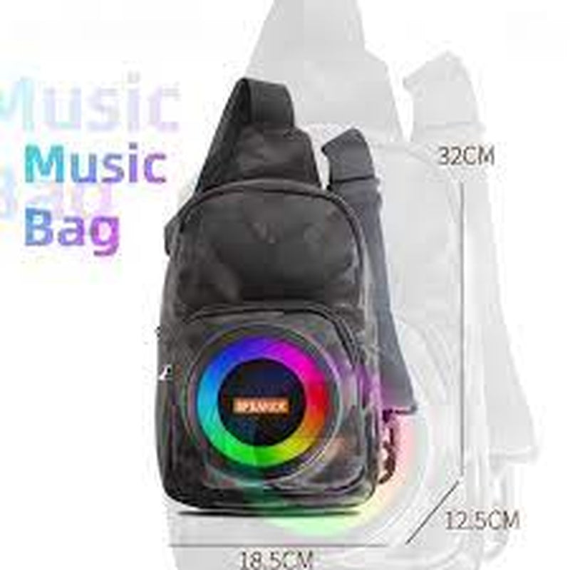 Boxa portabila tip rucsac, Bluetooth 5.0, lumini RGB, FM, TWS si power bank, 17 x 10.5 x 19.5 cm