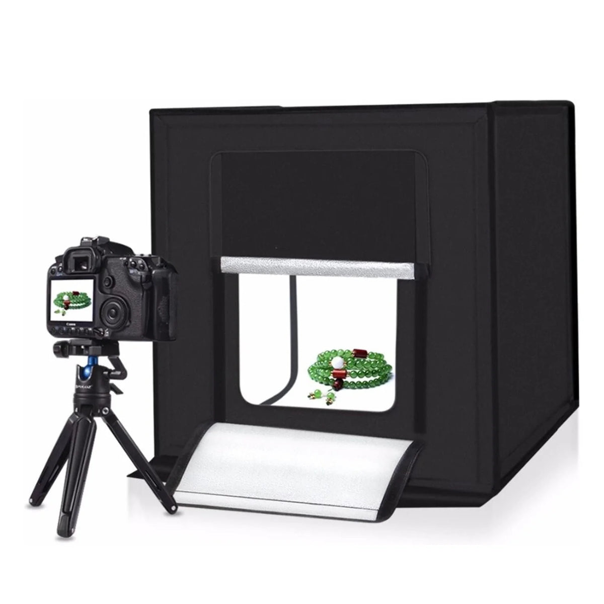 Cutie foto profesională / cort pentru fotografiere de produse 60x60x60cm, cu iluminare inclusă și 6 fundaluri