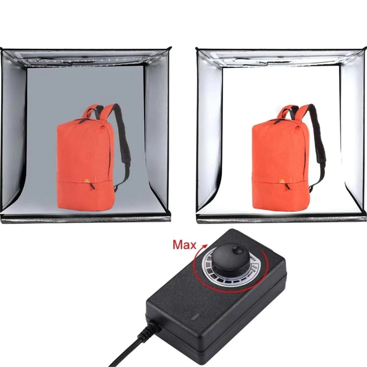 Cutie foto profesională / cort pentru fotografiere de produse 60x60x60cm, cu iluminare inclusă și 6 fundaluri