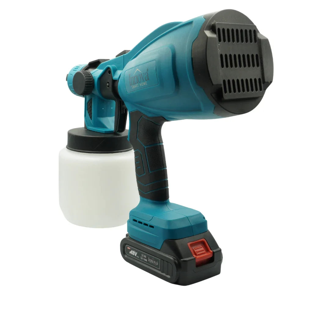 Pistol Electric de vopsea cu 1 acumulator de 48v, 1000ml - 3 moduri de pulverizare, ideal pentru tavane, pereti si garduri, albastru