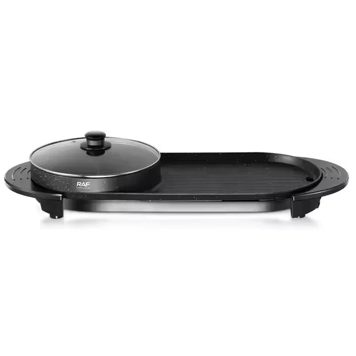 Plita electrica, RAF R5413, 1800 W, 2.5 L capacitate, cu capac, 160℃-220℃, 70x25x10 cm, negru