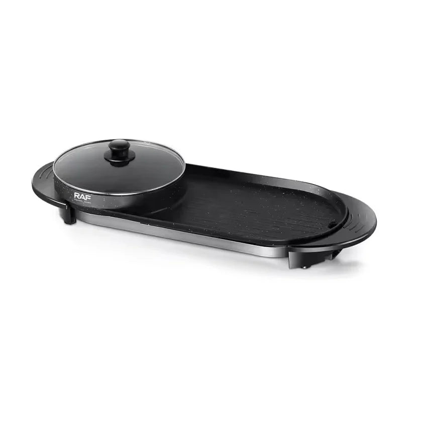 Plita electrica, RAF R5413, 1800 W, 2.5 L capacitate, cu capac, 160℃-220℃, 70x25x10 cm, negru