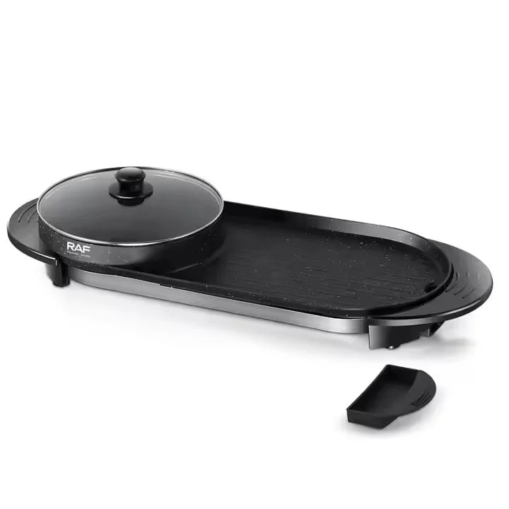 Plita electrica, RAF R5413, 1800 W, 2.5 L capacitate, cu capac, 160℃-220℃, 70x25x10 cm, negru