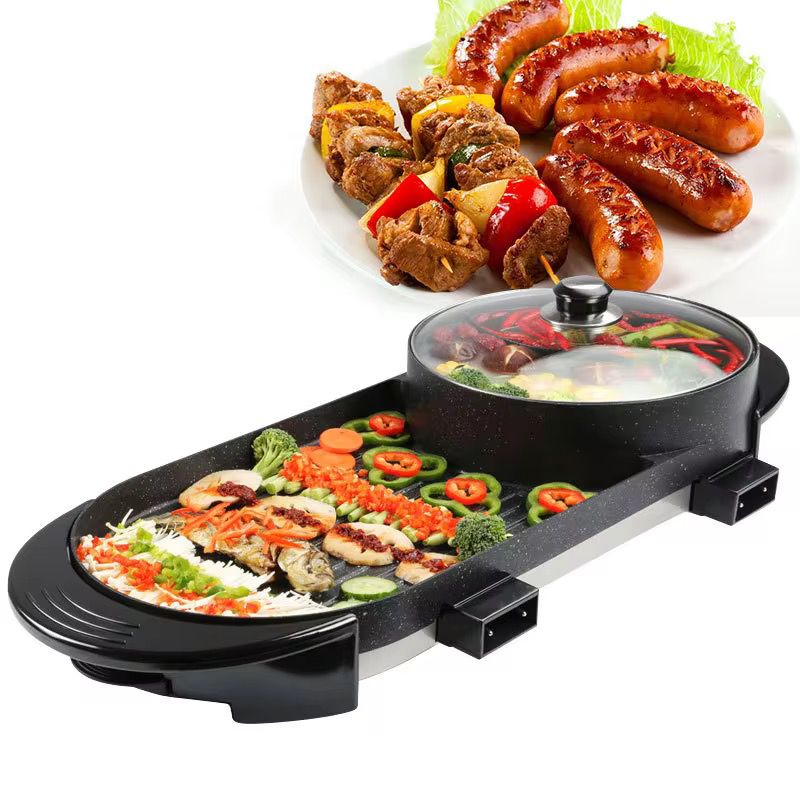 Plita electrica, RAF R5413, 1800 W, 2.5 L capacitate, cu capac, 160℃-220℃, 70x25x10 cm, negru