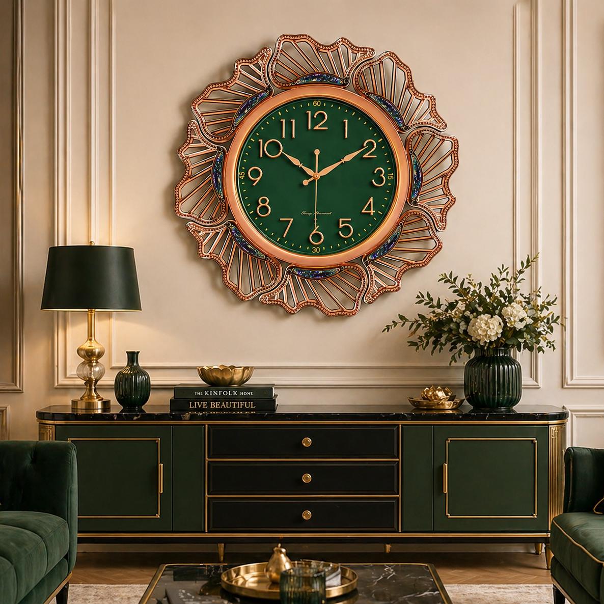 Ceas de perete modern decorativ 57 cm design elegant cu cadran mare silentios