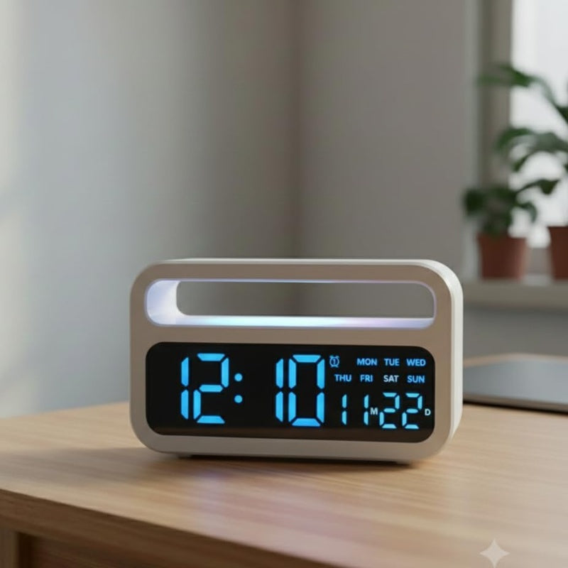 Ceas digital multifunctional cu afisaj LED, lumina de noapte si maner