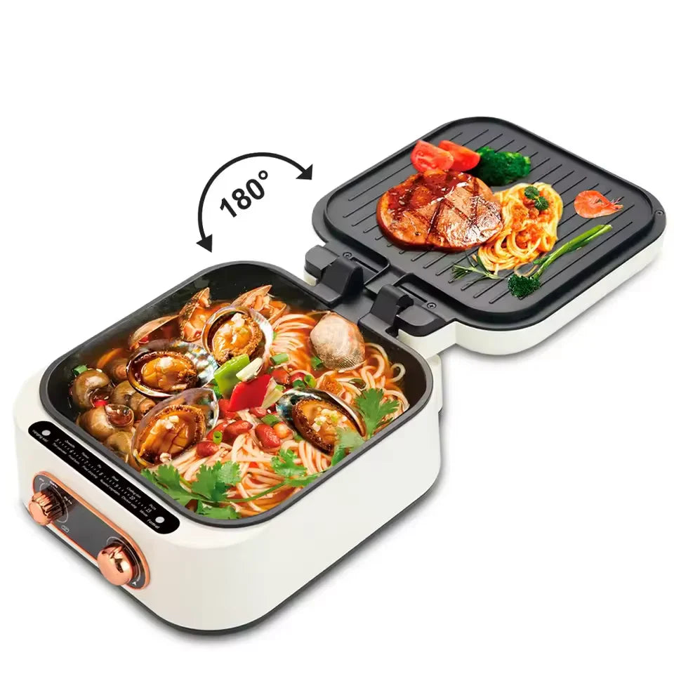Aparat multifunctional 3 in 1 Hot Pot Grill si Tigaie Dubla, 1600 W